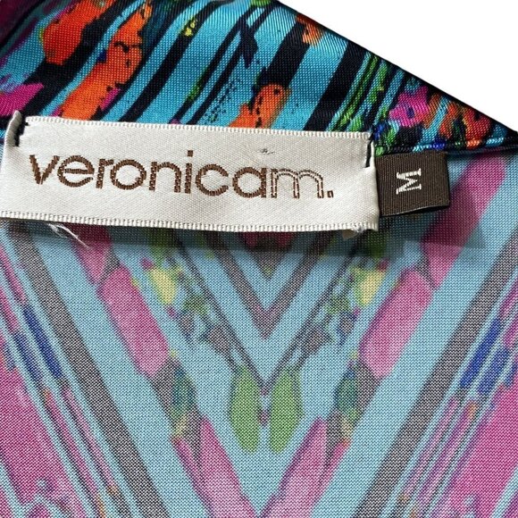 VeronicaM Shirt Dress Medium Luxe Stretch Jersey Pullover Short Sleeve Turquoise - Picture 6 of 12